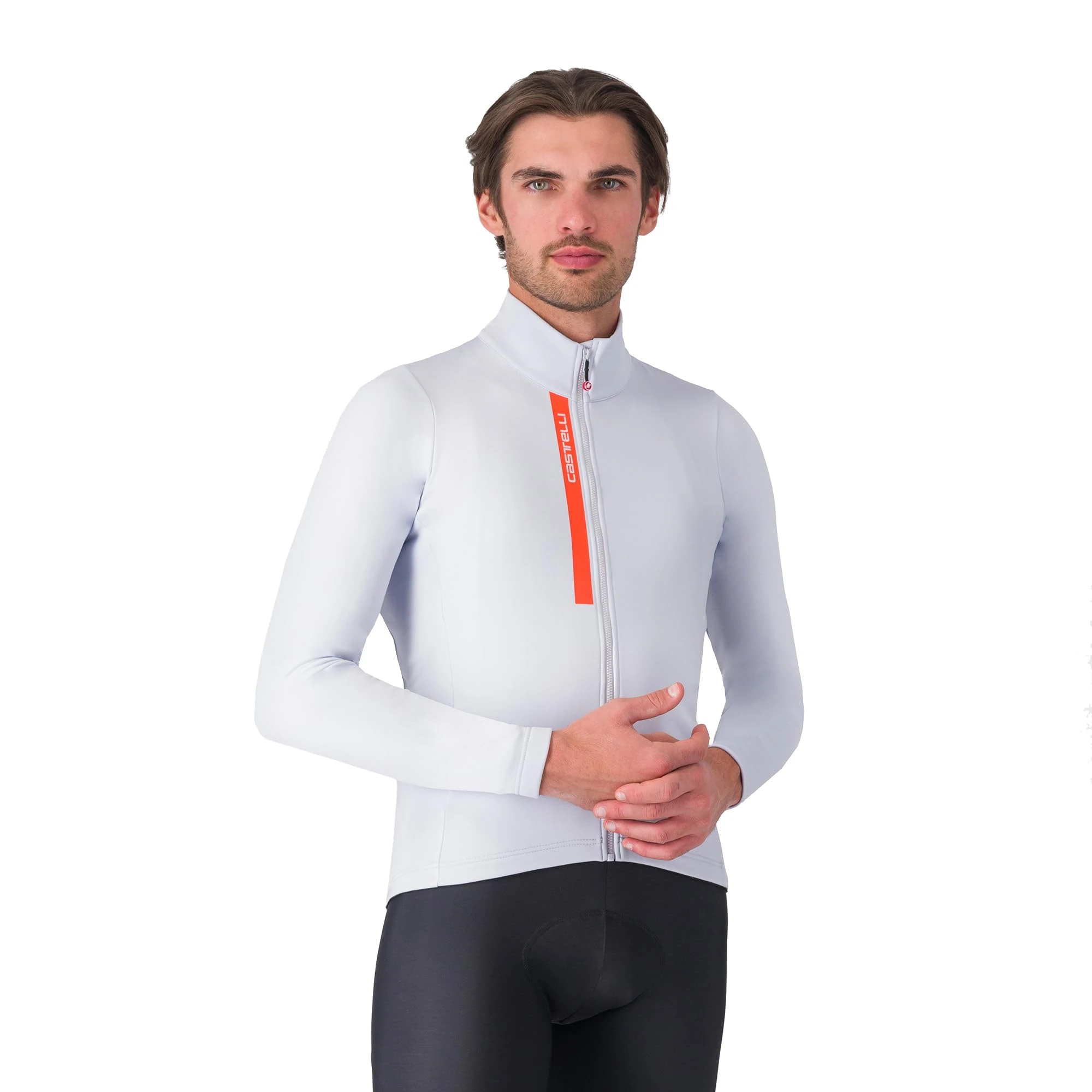 CASTELLI, Entrata Thermal Jersey - Men's, Silver Gray/Brilliant Orange, Medium