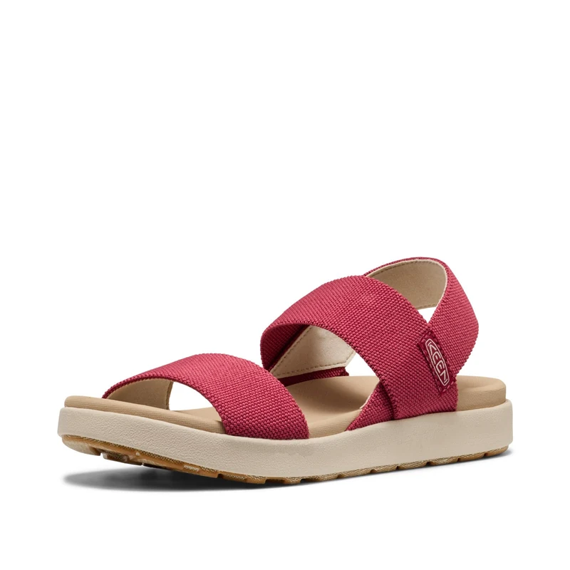 KEEN Women's Elle Backstrap Casual Platform Open Toe Wedge Sandals, Garnet/Birch, 4