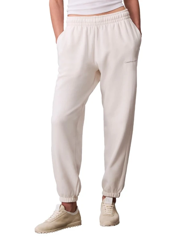 Calvin Klein Women's Monogram Logo Joggers Track Pants, White Greige, L
