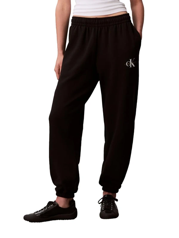 Calvin Klein Womens Monogram Logo Joggers, Black, M