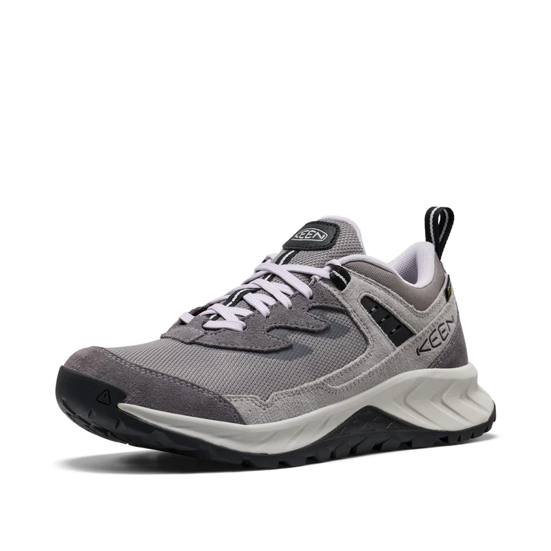 KEEN Women's Hightrail Low Height Durable Lightweight Breathable Leather Waterproof Hiking Shoes, Steel Grey/Thistle, 8.5