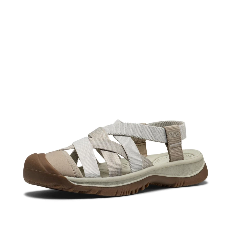KEEN Women's Whisper Lattice Closed Toe Durable Adjustable Toe Protection Breathable Sandals, Plaza Taupe/Silver Birch, 7