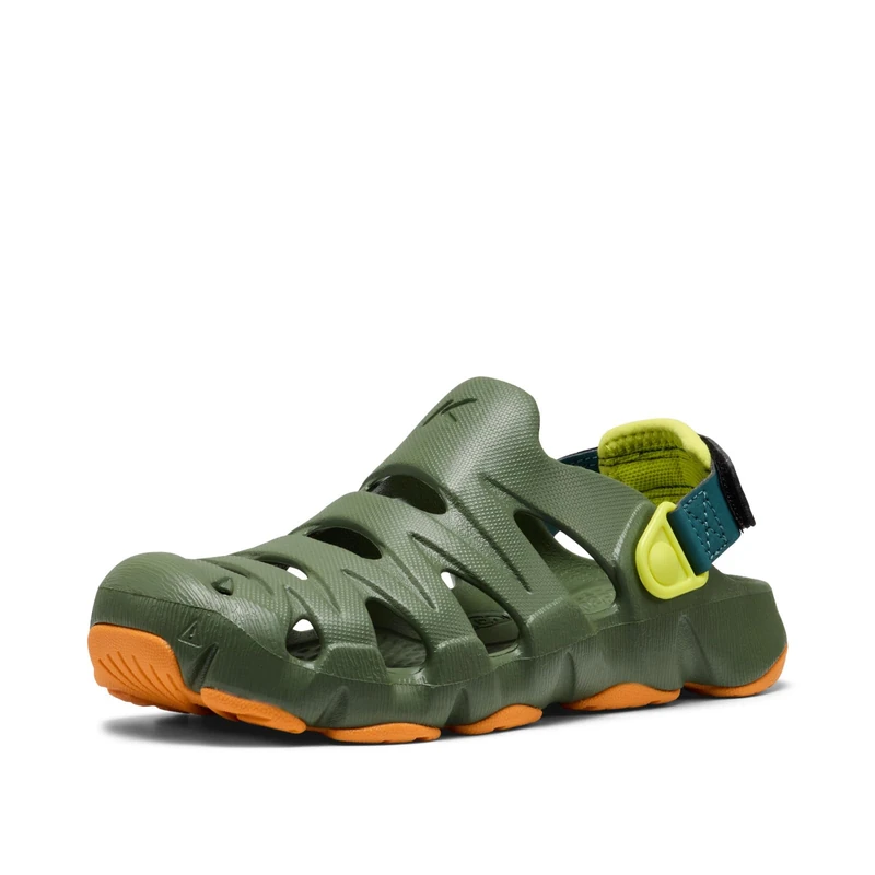 KEEN Unisex-Child Hyperflt Comfortable Slip On Lightweight Breathable Durable Sandals, Bronze Green/Orange Peel, 13 - Image 1