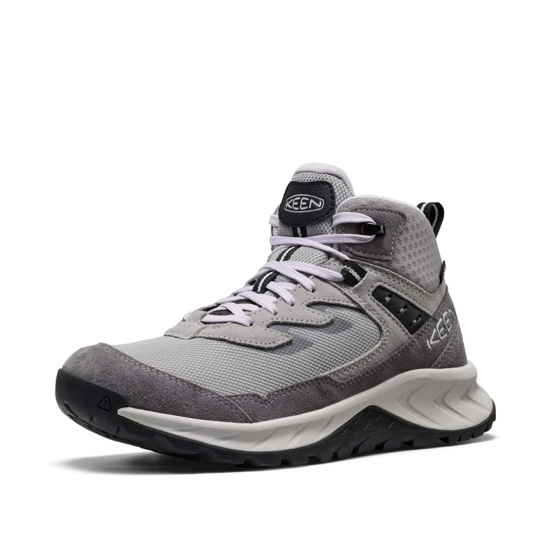 KEEN Women's Hightrail Mid Height Durable Lightweight Breathable Leather Waterproof Hiking Boots, Alloy/Thistle, 8