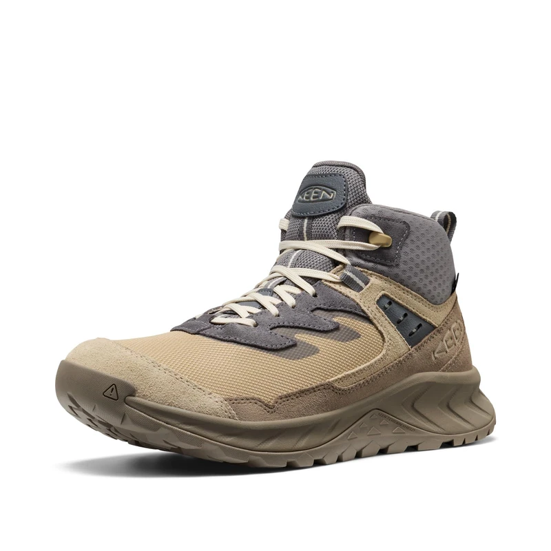 KEEN Men's Hightrail Mid Height Durable Lightweight Breathable Leather Waterproof Hiking Boots, Safari/Steel Grey, 7
