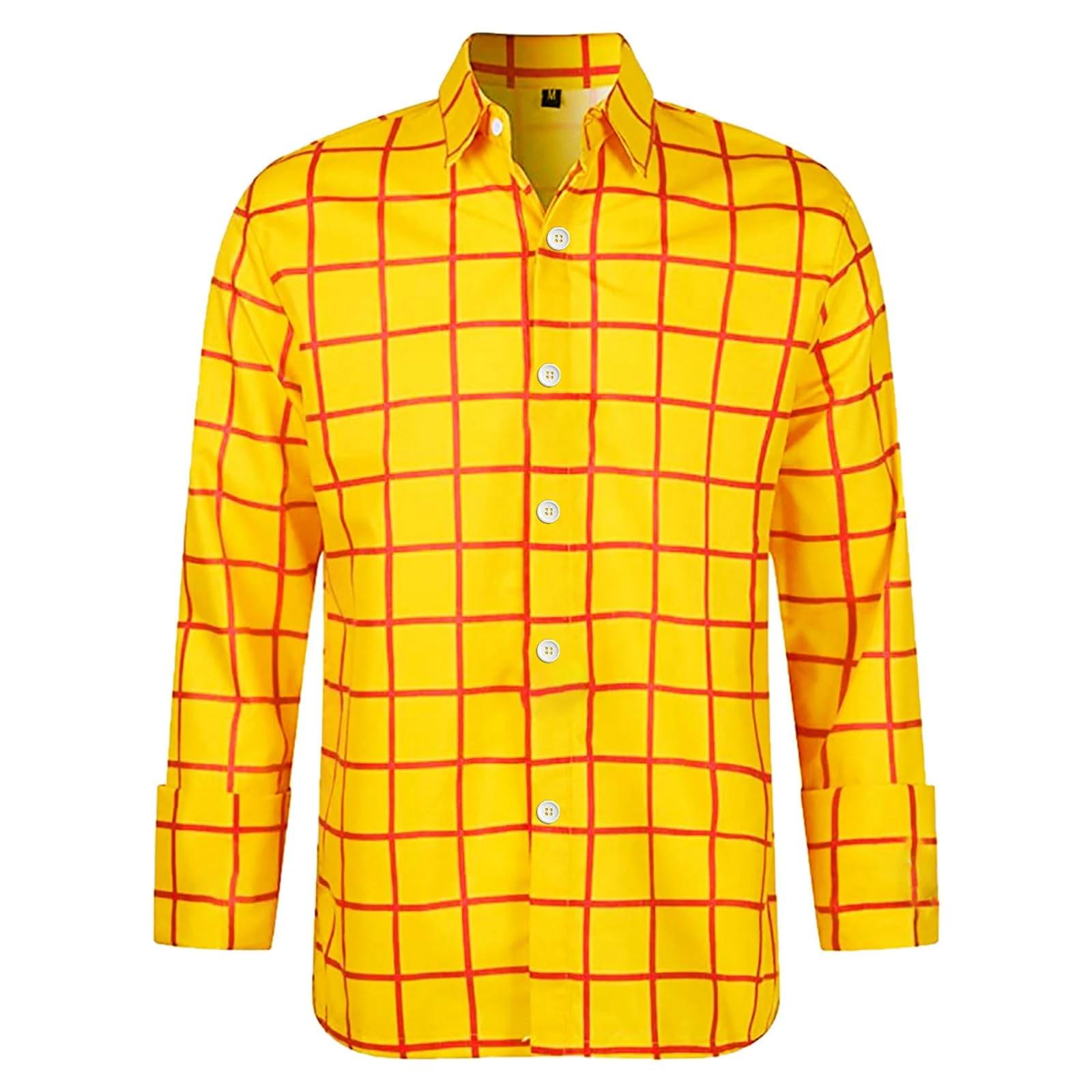 Mens Shirts 3D Print Slim Fit Checkered Long Sleeve Cardigan Collar Cotton Blouse Breathable Casual Button Down Design Tops Yellow