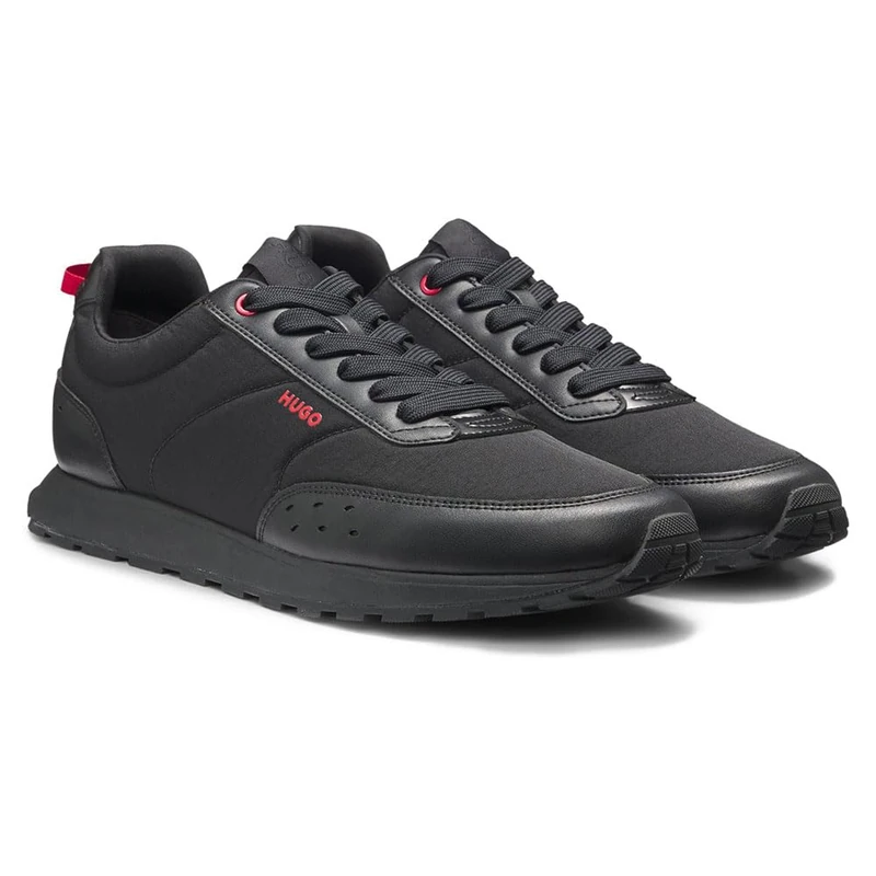 HUGO Men's Icelin Runn Running Shoe Style Trainers with Zigzag Detail Size, black, 10 UK