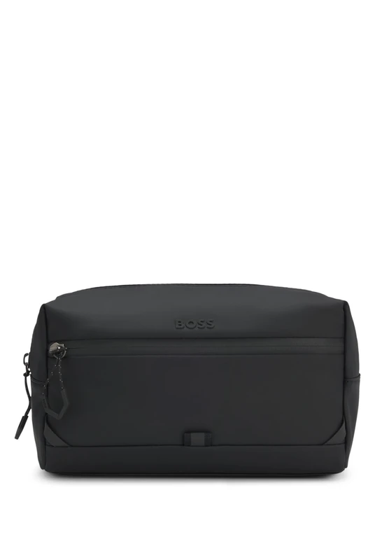 BOSS Mens Stenson Washbag Faux-leather washbag with reflective details Size One Size - Image 1
