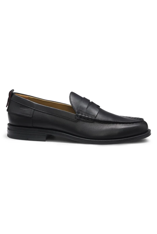 HUGO Mens Varian loaf Leather Loafers with Penny Trim Size 7 Black