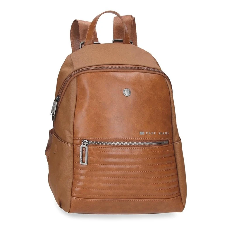 Pepe Jeans Biker Casual Backpack Brown 25x35x13cm Polyester with Faux Leather Details 11.38L by Joumma Bags, brown, One Size, casual backpack