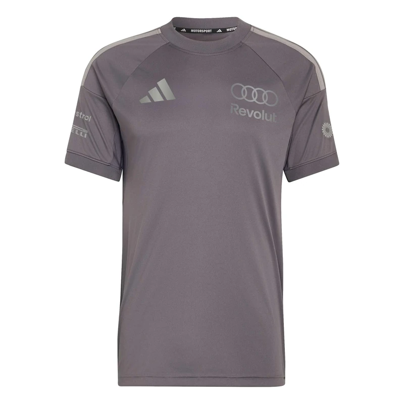 adidas Men's Audi Formula ONE Team Driver Jersey Replica Short Sleeve Men, Grey strata/Iron met., L