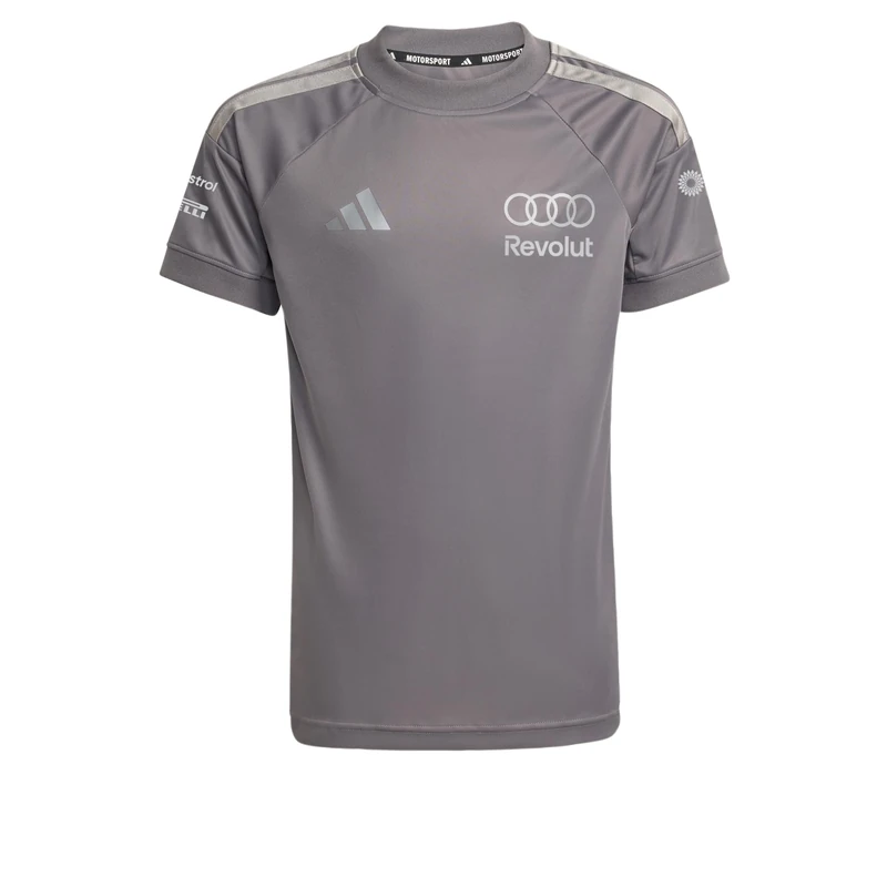 adidas Boy's Audi Formula ONE Team Driver Jersey Replica Short Sleeve Youth, Grey strata/Iron met., 15-16 Years