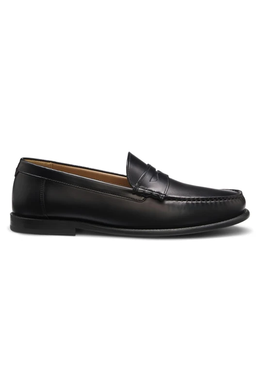 BOSS Mens Tevan Mocc Leather Loafers with Penny Trim Size 12 Black
