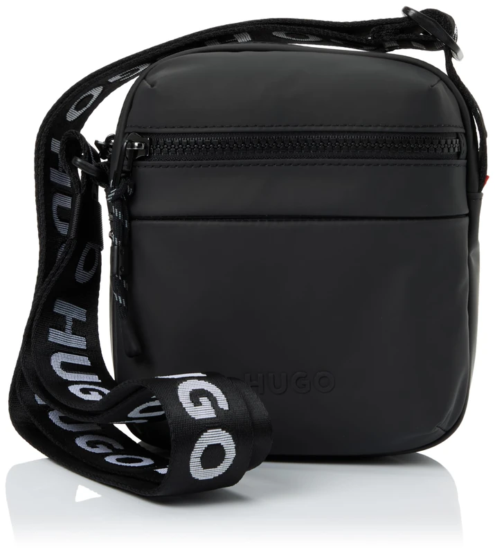 HUGO Men's Wanner_ns 10278033 01 Zip Reporter Crossbody Bag, black, One Size