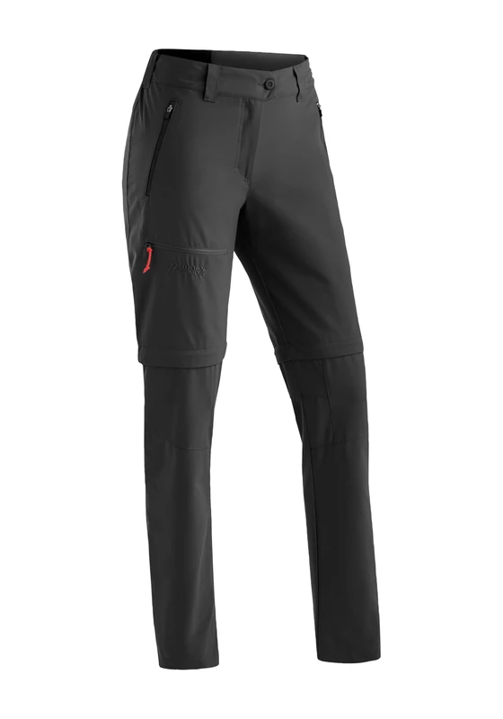 Maier Sports NATA Zip Loop, Women's Hiking Trousers, Water-Repellent Outdoor Trousers for Trekking and Hiking, Practical T-Zip-Off Function, PFC-Free, mSTRETCH Pro 2 and Dryprotec Black