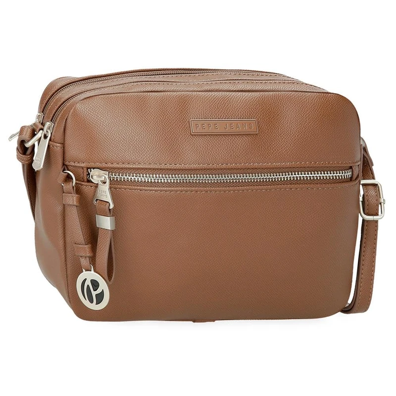 Pepe Jeans Elia Shoulder Bag Two Compartments Brown 24x16x9cm Faux Leather by Joumma Bags, Brown, One Size, Two Compartments Crossbody Bag