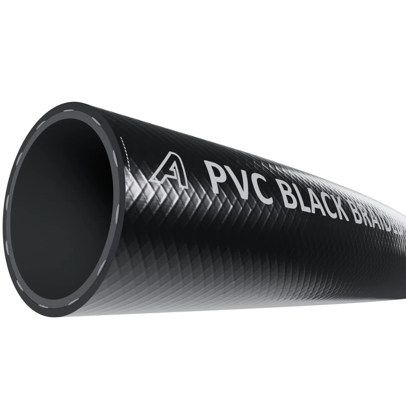8mm (5/16") x 12mm (15/32") Black Braided PVC Hose Reinforced Heavy Duty Tubing for High Pressure Usages, Flexible for Water Gas Oil Tube, Food Grade 80 Metre