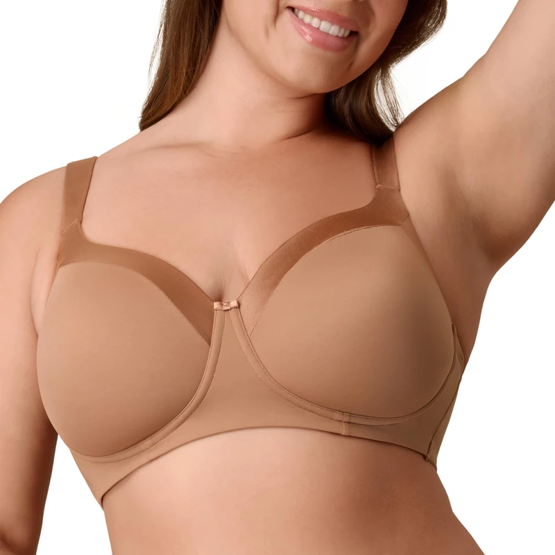 Playtex Womens Wireless Balconette Bra, Plus-Size Bras Available, Full Coverage, Moisture-Wicking, Supportive, 4751, Dark Iced Brown, 40D