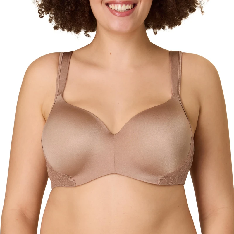 Playtex Women's Balconette Underwire, Plus-Size Bras Available, Full Coverage, Moisture-Wicking, 4802 T-Shirt, Dark Iced Brown, 36E