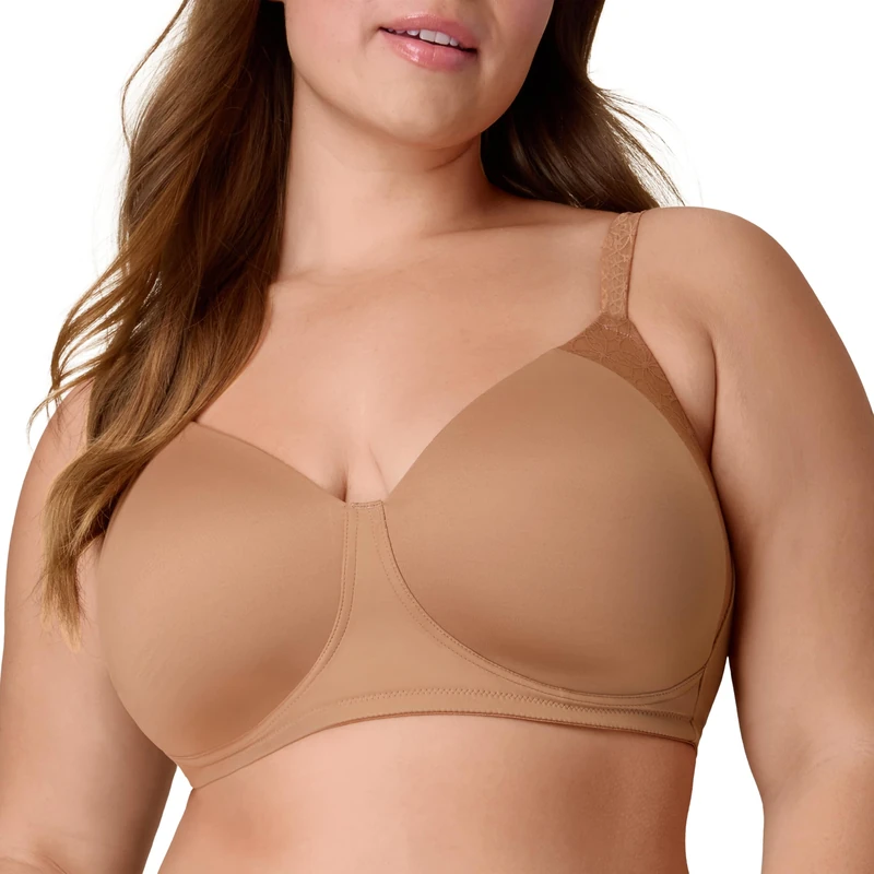 Playtex Women's Smoothing Wireless, T-Shirt Plus Size Bras Available, Full Coverage, 4-Way Support, Dark Iced Brown, 40DD