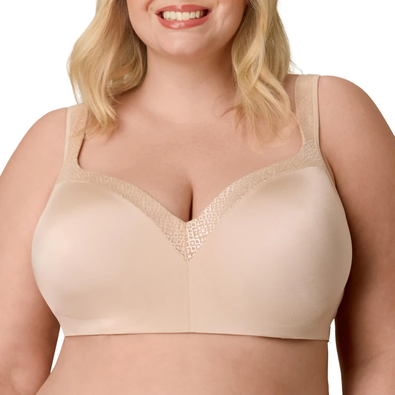 Playtex Womens Balconette Underwire Bra, Plus-Size Bras Available, Full Coverage, Moisture-Wicking, 4802, Almond, 42E - Image 1