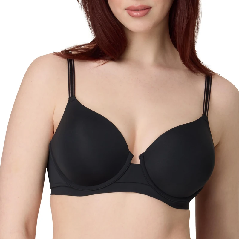 Maidenform Women's Underwire, Barely There No-Show Bra, Full Coverage, Adjustable & Convertible Straps T-Shirt, Black, 36D - Image 1