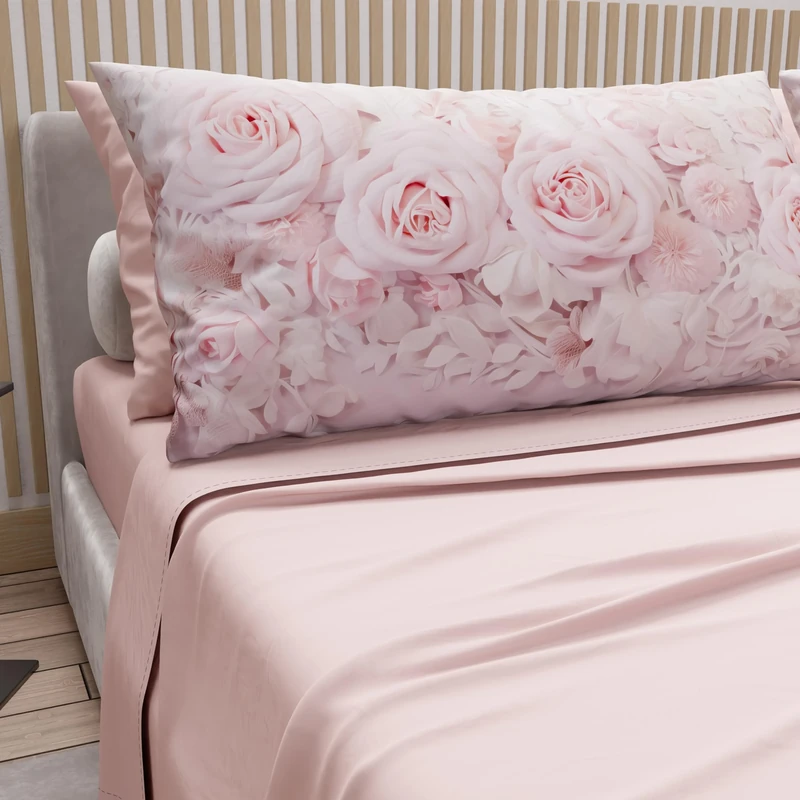 PETTI Artigiani Italiani - Cotton Sheets with Pillowcases in Digital Print, Single Sheet, 340 Light Powder Pattern Bedding Set, 100% Made in Italy