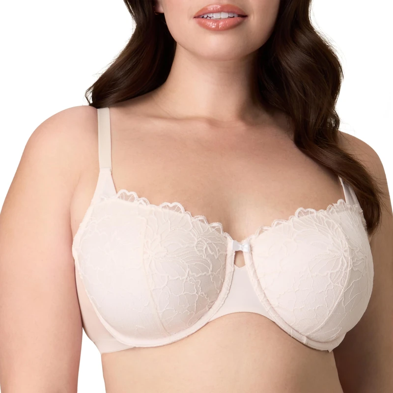 Playtex Women's Balconette Underwire, Plus-Size Bras Available, Full Coverage, Convertible Straps, Lace, 4800, Heirloom White, 38 E