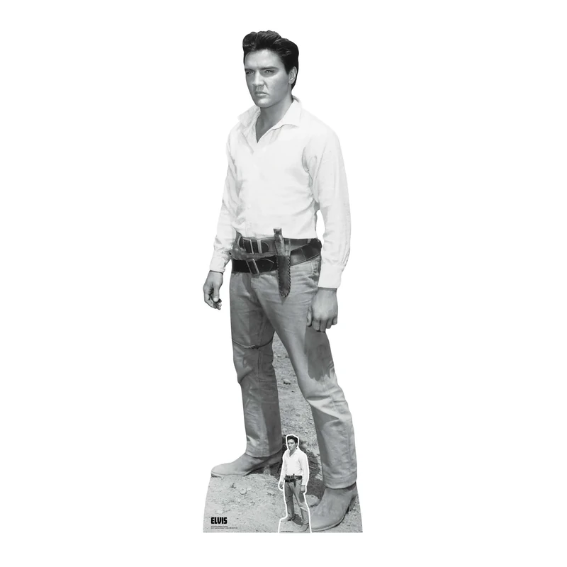 Star Cutouts SC4719 Elvis Presley Black & White Western Cowboy Cardboard Cutout 185cm – Stylish Elvis Display for Fans & Collectors