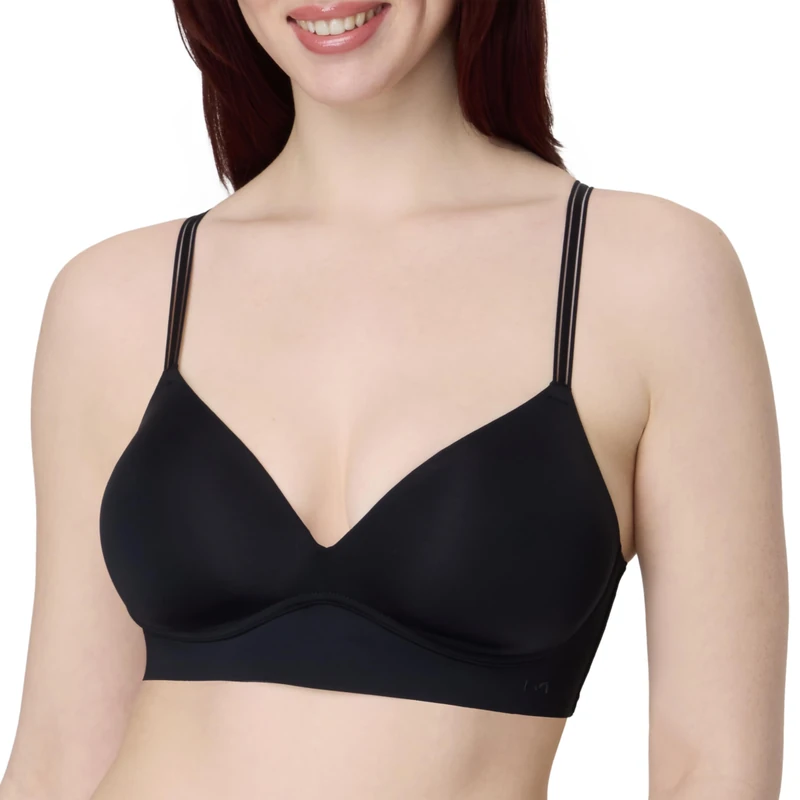 Maidenform Wireless, Barely There No-Show Bra for Women, Full Coverage, Convertible Straps, Black, S