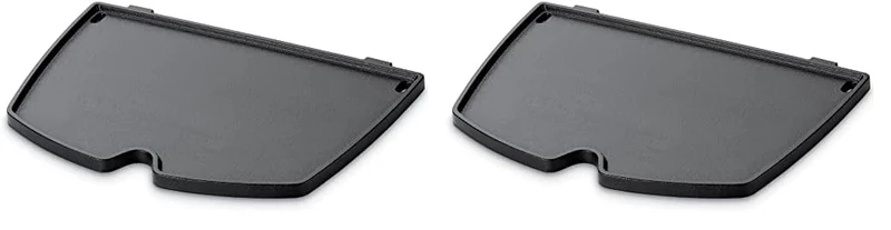 Weber Grill Plate for Q1000 / 1200/1400 barbecues, plancha, Made of Porcelain-Enamelled cast Iron, Optimum for preparing Fried Eggs, Bacon, Prawns, Vegetables and More - Black (6558) (Pack of 2)
