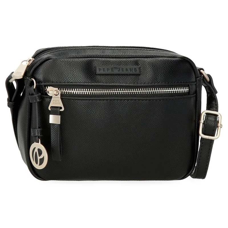 Pepe Jeans Elia Shoulder Bag Black 21x14x5cm Faux Leather by Joumma Bags, Black/White, One Size, Shoulder Bag