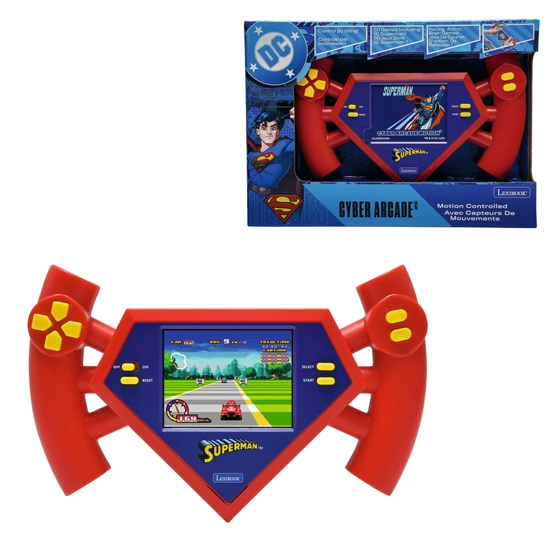 Lexibook, Superman, Superman Cyber Arcade Console compact and portable, 50 games, color LCD screen, battery powered, JL3180SU, Red