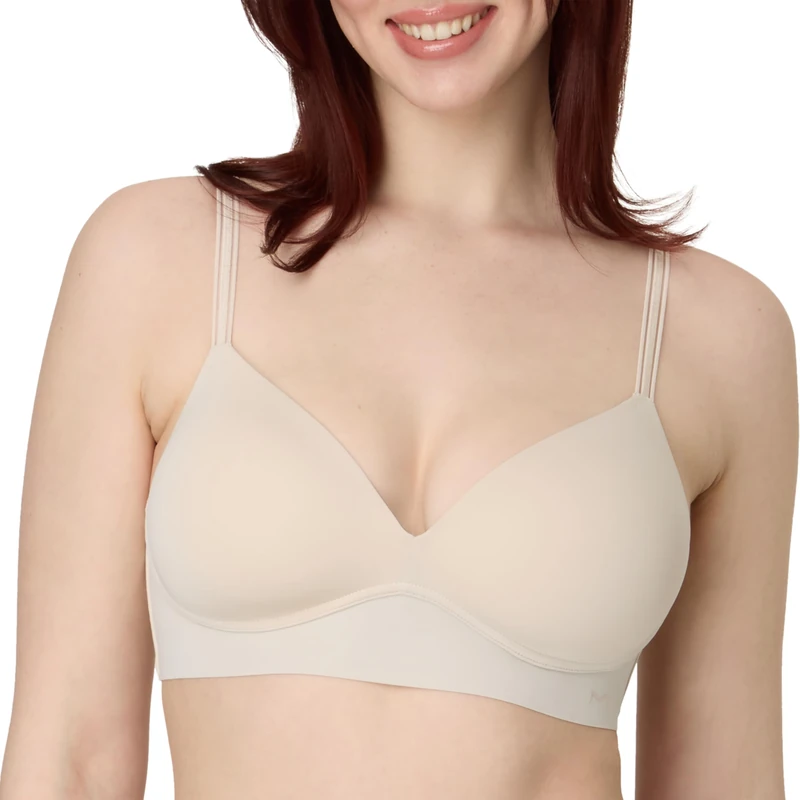 Maidenform Wireless, Barely There No-Show Bra for Women, Full Coverage, Convertible Straps, Beige Bisque, S