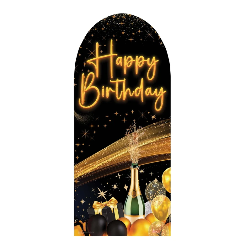 Star Cutouts SC4612 Black & Gold Birthday Backdrop Sailboard Cardboard Cut Out Height 185cm