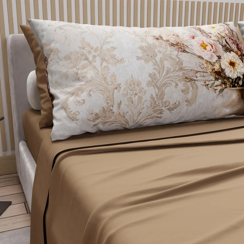 PETTI Artigiani Italiani - Cotton Sheets with Pillowcases in Digital Print, Single Sheet, 341 Mud Pattern Bedding Set, 100% Made in Italy
