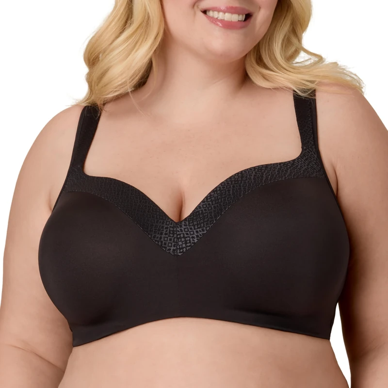Playtex Women's Balconette Underwire, Plus-Size Bras Available, Full Coverage, Moisture-Wicking, 4802 T-Shirt, Dressed in Black, 42C