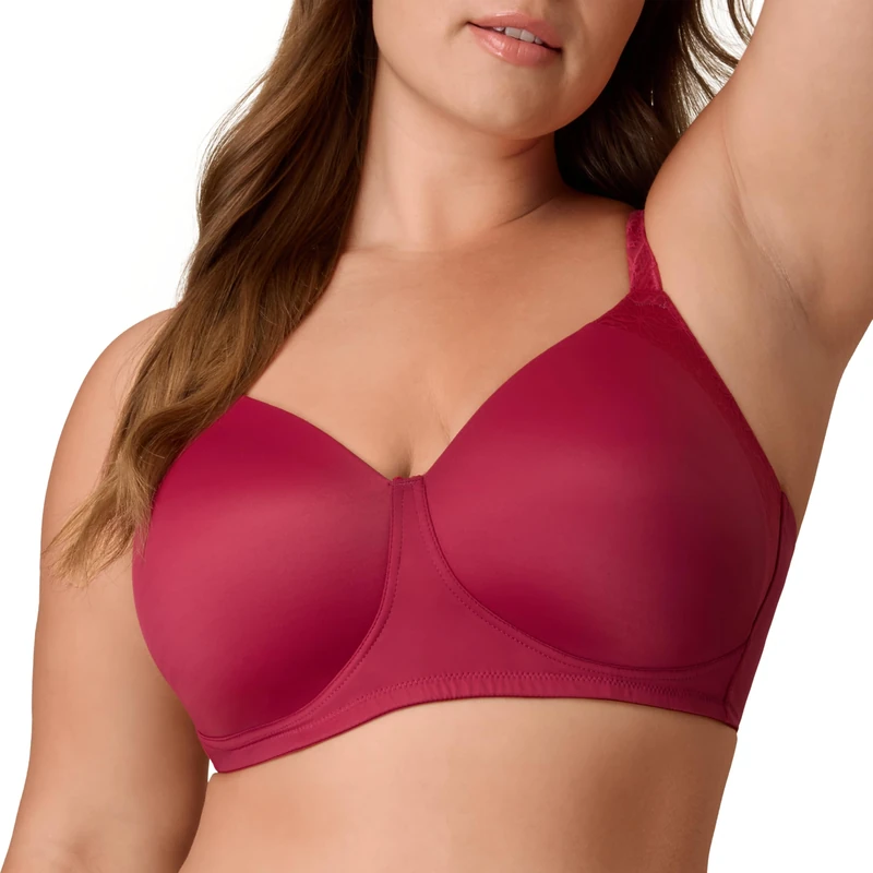 Playtex Womens Wireless Bra, Plus-Size T-Shirt Bras Available, Full Coverage, Moisture-Wicking, 4750, Digital Rose, 46D
