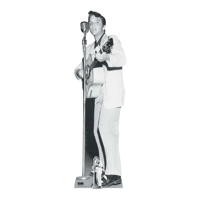 Star Cutouts SC4718 Elvis Presley Black & White On-Stage Guitar Cardboard Cutout 184cm – Iconic Elvis Gift for Music Lovers & Collectors