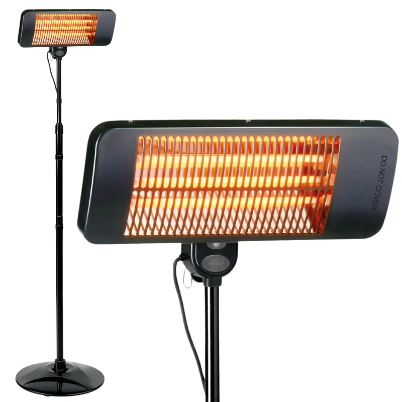 alpina Terrace Heater Stand Outdoor Heating Terrace 2000 W 3 Levels – Outdoor Heating Lamp IP24 with Infrared Lamp