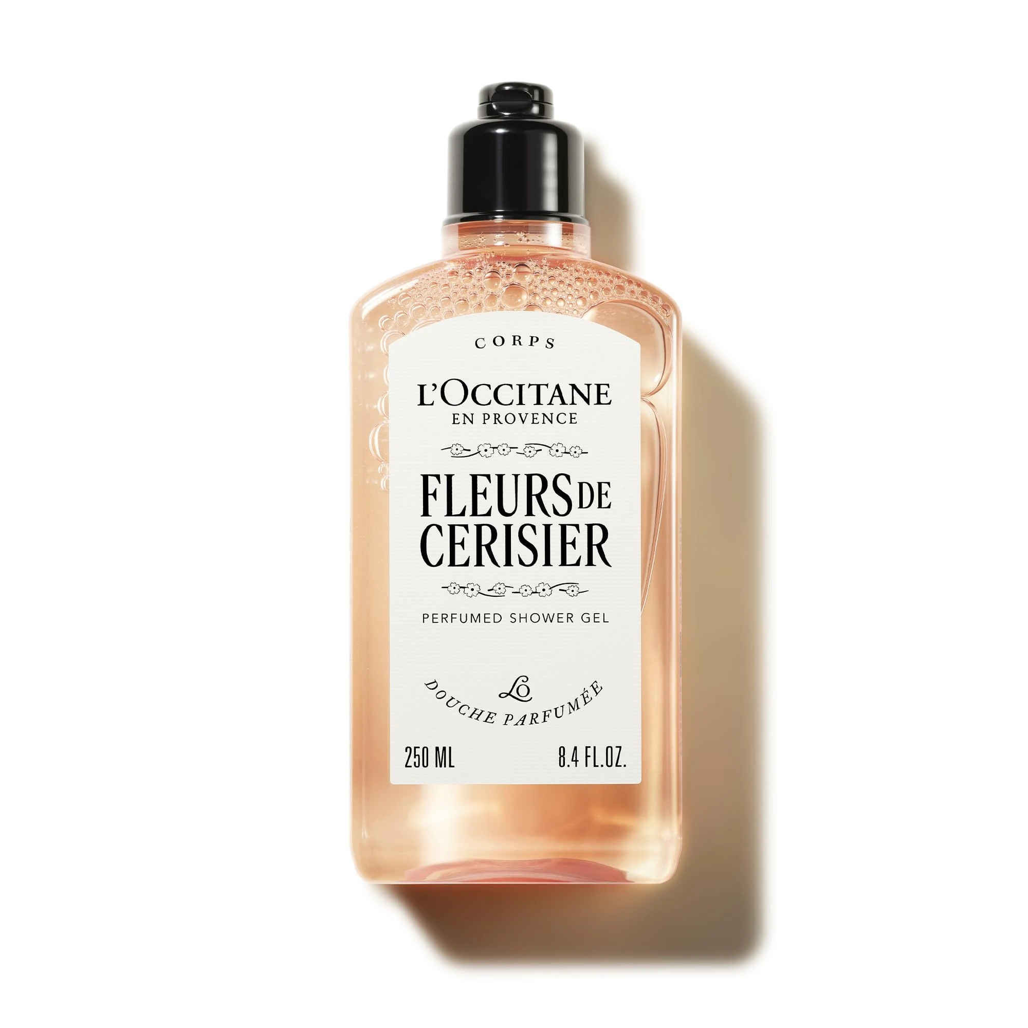 L'OCCITANE Fleurs de Cerisier (Cherry Blossom) Shower Gel 250ml, Gentle Cleansing Body Wash with Floral Scent, Premium & Clean Beauty for All Skin Types