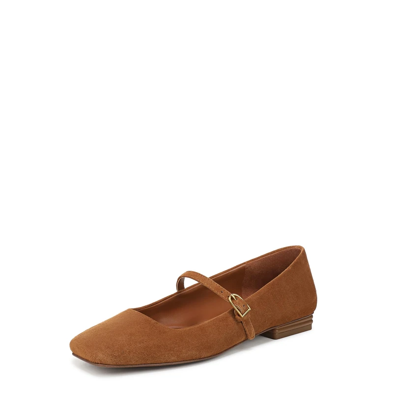 Franco Sarto Women's Tinsley Mary Jane Flat, Saddle Tan Suede, 3 UK
