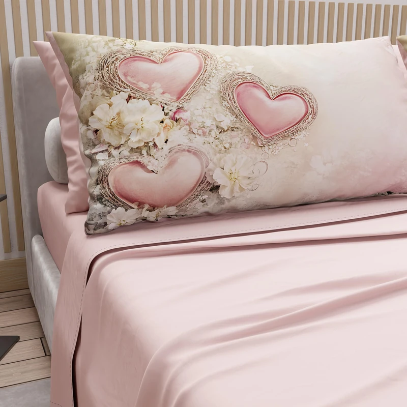 PETTI Artigiani Italiani - Cotton Sheets with Pillowcases in Digital Print, Double Sheet, 343 Light Powder Patterned Bed Set, 100% Made in Italy
