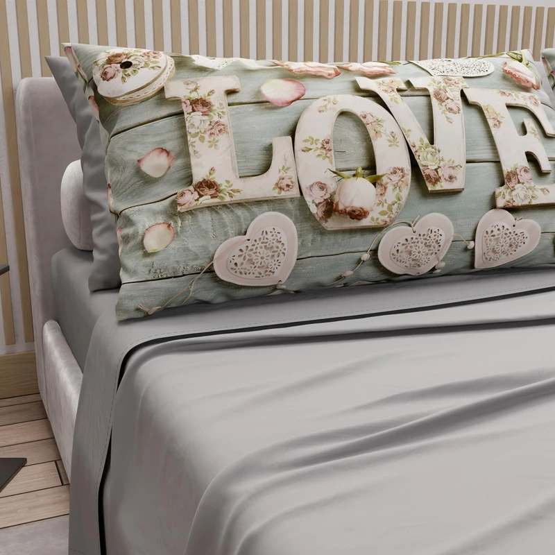PETTI Artigiani Italiani - Cotton Sheets with Pillowcases in Digital Print, Single Sheet, 318 Light Grey Pattern, 100% Made in Italy
