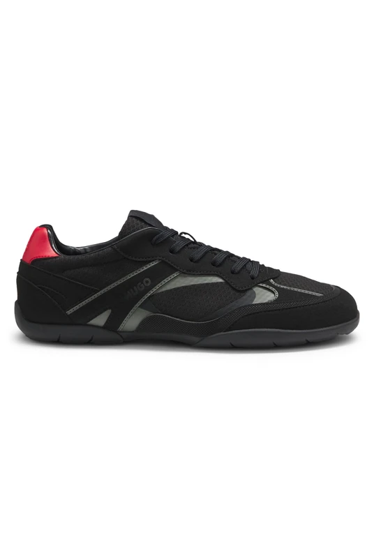 HUGO Mens Keeston mxmt Trainers in mesh and Faux Suede Size 12 Black