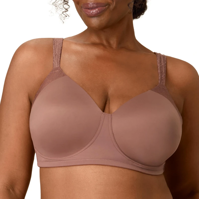 Playtex Women's Wireless, Plus-Size T-Shirt Bras Available, Full Coverage, Moisture-Wicking, 4750, Bronzed Chestnut, 46DD
