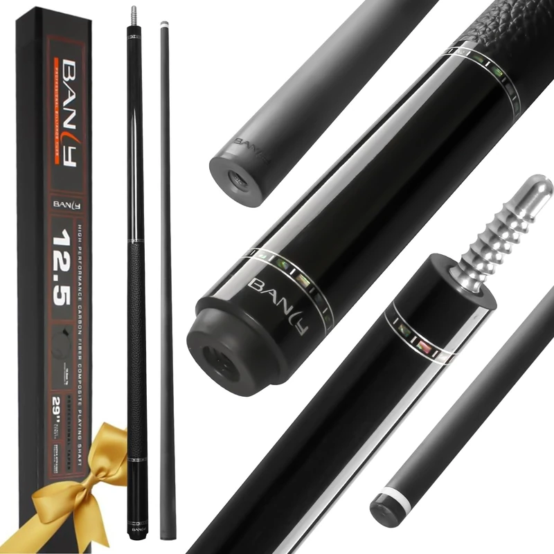 Banly Carbon Fiber Pool Cue Stick 12.5mm,Low Deflection Pool Stick with Rare Wood Butt,Professional Cue Stick with Box Case
