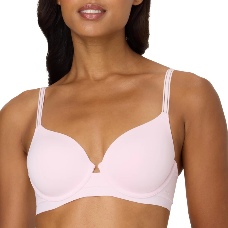 Maidenform Women's Underwire, Barely There No-Show Bra, Full Coverage, Adjustable & Convertible Straps T-Shirt, Ballerina Slipper, 34B
