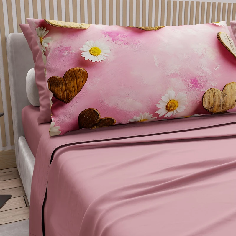 PETTI Artigiani Italiani - Cotton Sheets with Pillowcases in Digital Print, Double Sheet, 326 Dark Powder Patterned Bed Set, 100% Made in Italy