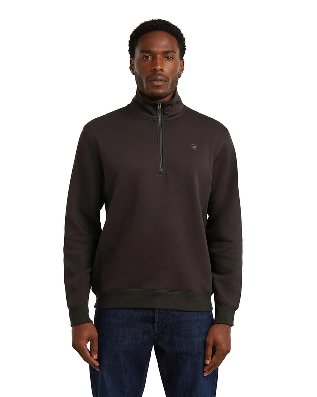G-STAR Men's Premium Core Half Zip Sweater, Brown (ganache D26459-C235-G652), S